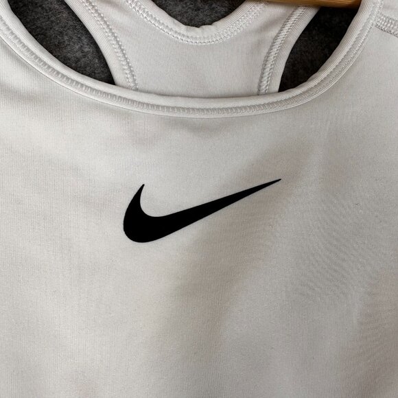 Nike White Women's Sports Bra Medium Coverage Size Small Swoosh - Picture 2 of 6